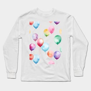 Watercolor Balloons Pattern #1 Long Sleeve T-Shirt